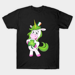 St Patricks Day Girls Dabbing Unicorn Leprechaun Lepricorn T-Shirt